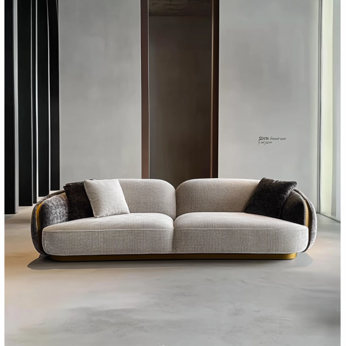 Sofá de madera de lujo minimalista moderno Conjunto de medio círculo Diseñador Sofá curvo redondo para comedor Taller de vida 2