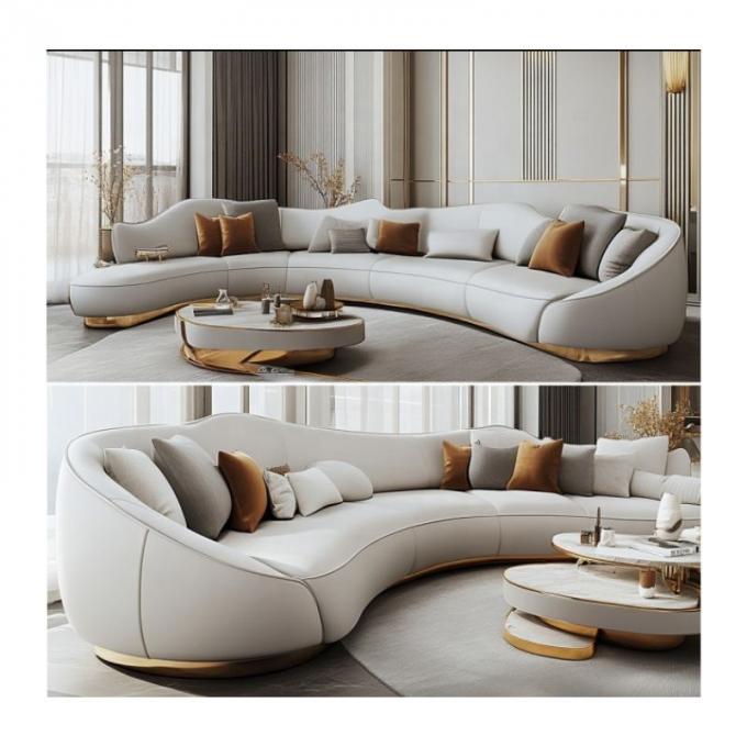 De terciopelo y cuero genuino Set de sofá para hoteles multifuncional Muebles de vestíbulo de hoteles Muebles de salones o apartamentos 1