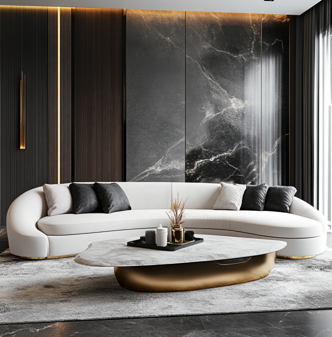 De terciopelo y cuero genuino Set de sofá para hoteles multifuncional Muebles de vestíbulo de hoteles Muebles de salones o apartamentos 2