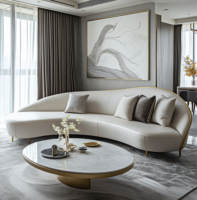De terciopelo y cuero genuino Set de sofá para hoteles multifuncional Muebles de vestíbulo de hoteles Muebles de salones o apartamentos 4