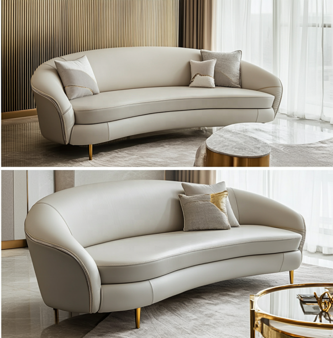 De terciopelo y cuero genuino Set de sofá para hoteles multifuncional Muebles de vestíbulo de hoteles Muebles de salones o apartamentos 6