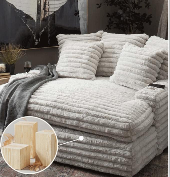 Sofá seccional moderno de tela de pana con chaise longue, sofá cama para cine, entrega a domicilio, para sala de estar contemporánea 8