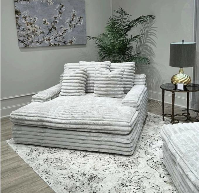 Sofá seccional moderno de tela de pana con chaise longue, sofá cama para cine, entrega a domicilio, para sala de estar contemporánea 9