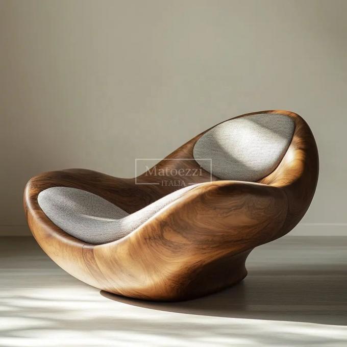 Silla de ocio de forma moderna única Mecanismo de operación del sillón de mano Silla de madera sólida Para el hotel en casa 2
