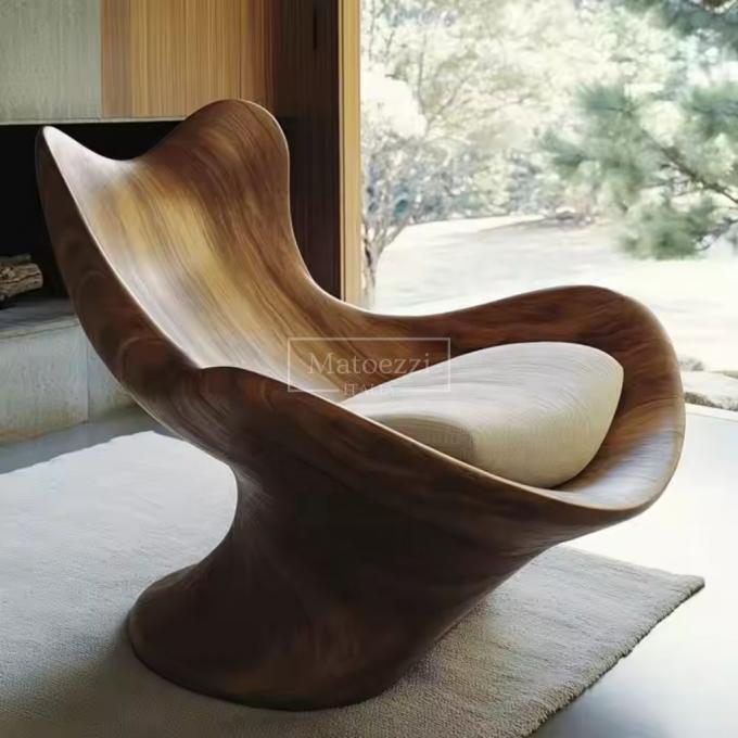 Silla de ocio de forma moderna única Mecanismo de operación del sillón de mano Silla de madera sólida Para el hotel en casa 1