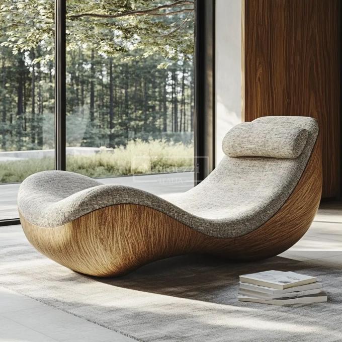 Silla de ocio de forma moderna única Mecanismo de operación del sillón de mano Silla de madera sólida Para el hotel en casa 3