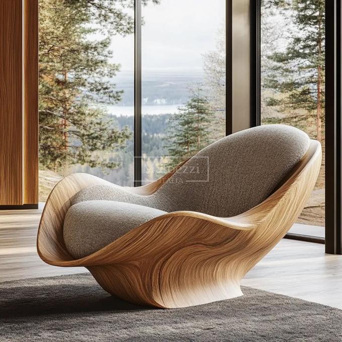 Silla de ocio de forma moderna única Mecanismo de operación del sillón de mano Silla de madera sólida Para el hotel en casa 4
