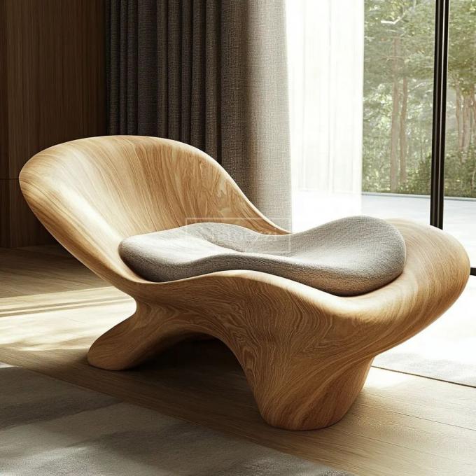 Silla de ocio de forma moderna única Mecanismo de operación del sillón de mano Silla de madera sólida Para el hotel en casa 5