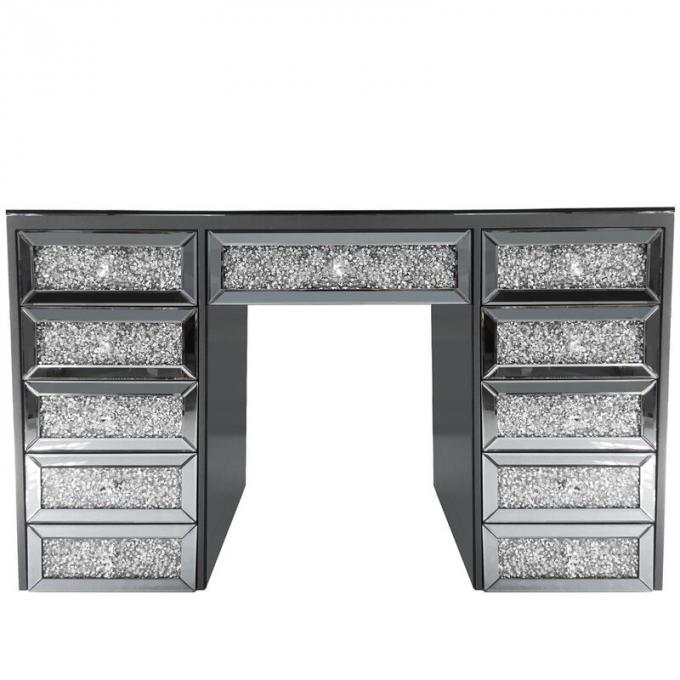 Moderno diseño de la mesa de maquillaje de roble con luminoso armario de espejos de la vanidad escritorio y almacenamiento 3