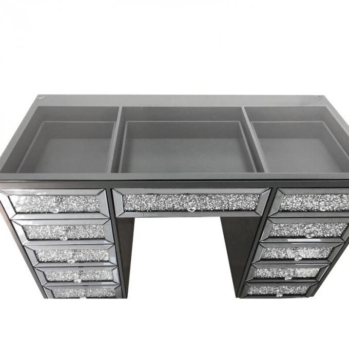 Moderno diseño de la mesa de maquillaje de roble con luminoso armario de espejos de la vanidad escritorio y almacenamiento 4
