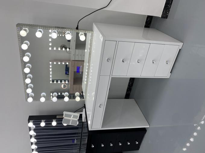 Y Embalaje de vestidora moderna mesa con luz espejo dormitorio vestidora maquillaje escritorio espejos Led conjunto cajones vestidores 8