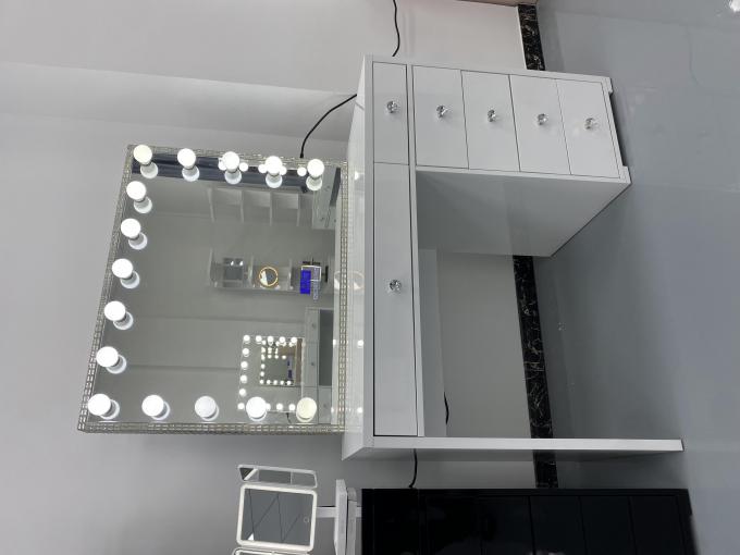 Y Embalaje de vestidora moderna mesa con luz espejo dormitorio vestidora maquillaje escritorio espejos Led conjunto cajones vestidores 9