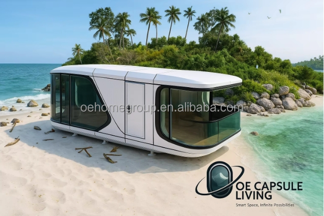 Concepto futuro de casa contenedor cápsula espacial para dormir 6