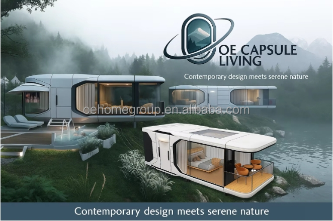 Casa prefabricada Hotel de lujo Villa modular de 2 dormitorios Casas prefabricadas Edificio prefabricado Espacio cápsula Cabinas prefabricadas 3