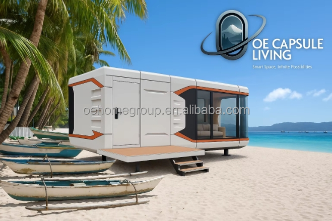 Casa prefabricada Hotel de lujo Villa modular de 2 dormitorios Casas prefabricadas Edificio prefabricado Espacio cápsula Cabinas prefabricadas 4