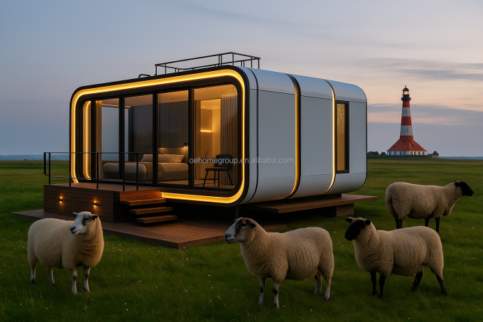 Lujo 20 pies Casa de contenedores de envío moderno Residencial pequeño Estructura de acero prefabricada para hoteles Villas Espacio de apartamentos 6