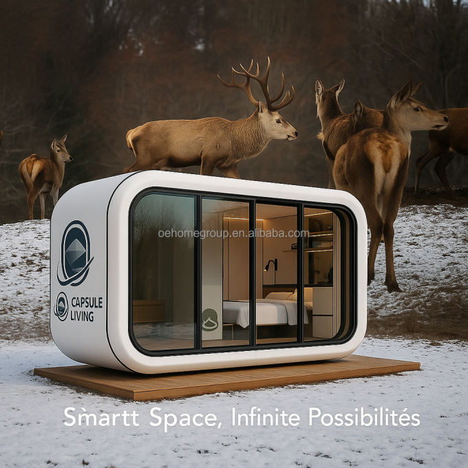 Sistema inteligente al aire libre Camping Casa de cabaña Casa móvil Espacio para el hogar Espacio prefabricado Capsula de habitación 6