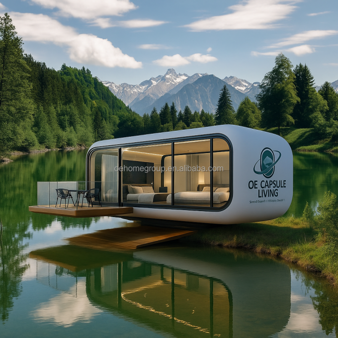 Prefabricado 40 Fthotel Modular Casa de cápsula espacial de acero Casas de contenedores móviles con baño para 5 personas dormitorio 5