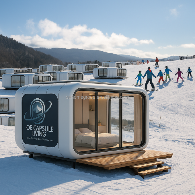 Prefabricado 40 Fthotel Modular Casa de cápsula espacial de acero Casas de contenedores móviles con baño para 5 personas dormitorio 6