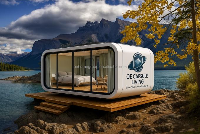 Prefabricado 40 Fthotel Modular Casa de cápsula espacial de acero Casas de contenedores móviles con baño para 5 personas dormitorio 7