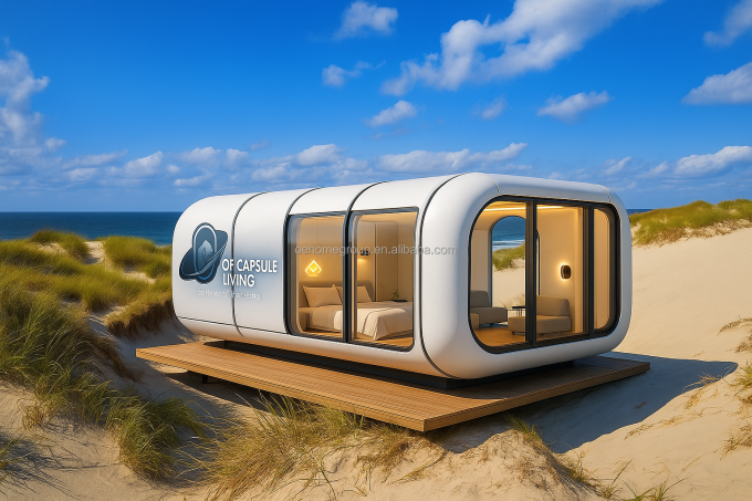 Casas modulares prefabricadas de lujo Holiday Resort Hotel Casita cápsula de manzana a prueba de viento 2