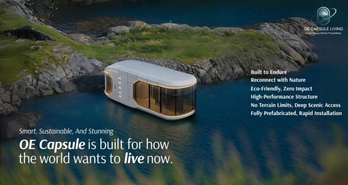 Dormitorio de lujo, sala de estar, moderno, prefabricado, inteligente, cápsula espacial pequeña, casa modular móvil de contenedores, hotel 0