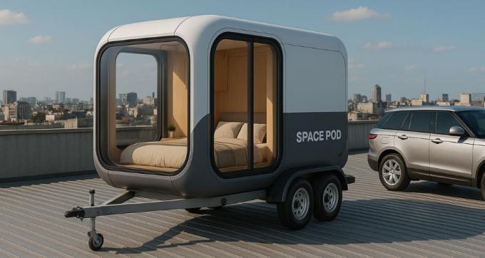 Dormitorio de lujo, sala de estar, moderno, prefabricado, inteligente, cápsula espacial pequeña, casa modular móvil de contenedores, hotel 12