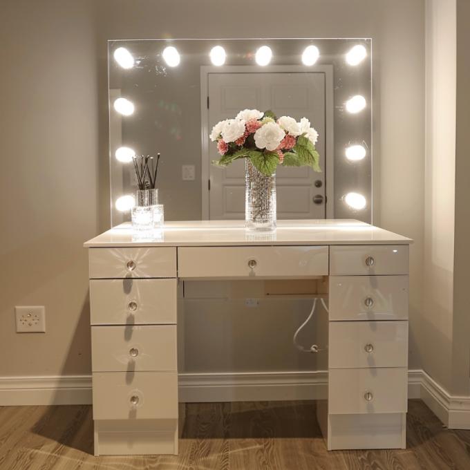 Espejo de Maquillaje con Luces LED y Marco Metálico con Pantalla Táctil, 15 Bombillas 4