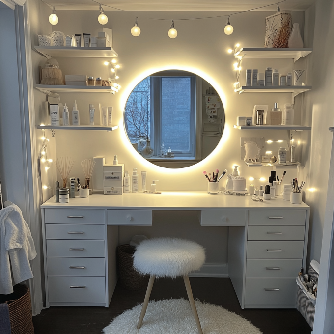 Espejo de maquillaje de vanidad con luces Espejo cosmético con 15 bombillas LED apagables 24