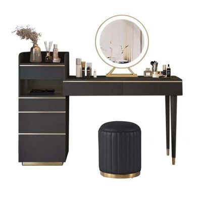 Mesa de vestidor de dormitorio Escritorio de vestidor moderno con espejo LED y cajones de paneles de MDF