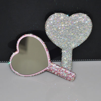 Pequeño maquillaje de diamante espejo de aumento portátil ilumina para viajar