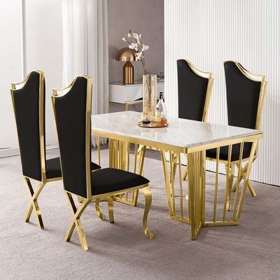 Mesa de comedor de mármol de ónix personalizada silla de oficina de marco de piedra de mármol de acero