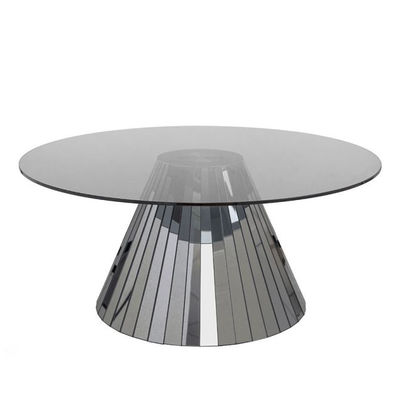 Tabla de café de vidrio de círculo de espejo moderno para sala de estar contemporánea 64x64