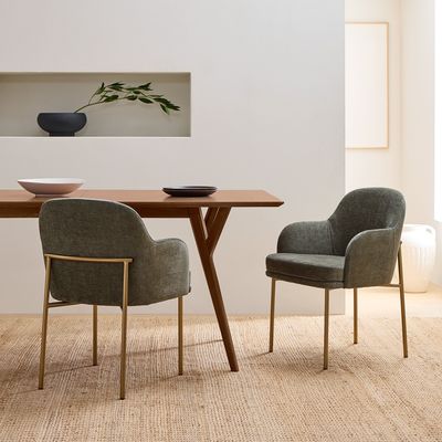 Cuadro de acero inoxidable sillas de comedor de velo Conjunto de comedor contemporáneo