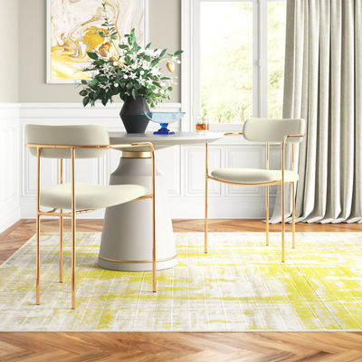 Conjunto de comedor redondo contemporáneo con silla de brazo tapizada de terciopelo para el hogar