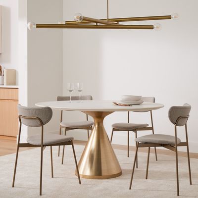 Tablas de pedestal de oro de mármol y acero para sala de estar de café