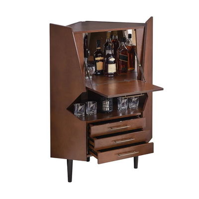 Comerciante de madera de la esquina del gabinete de bebidas alcohólicas Contador para visualización de vino de alcohol