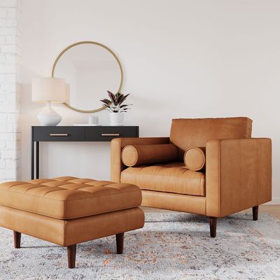 Silla de salón con taburete otomano
