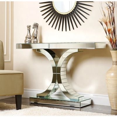 Acento Consola de cristal con espejo Mesa de entrada de hotel Muebles