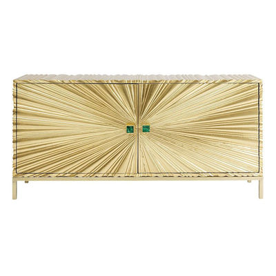 Salón con espejos de madera baja TV de lado