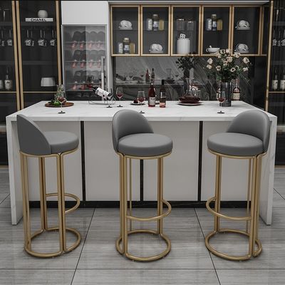 Moderno de oro alto exterior italiano colorido marco de metal de hierro taburetes de bar para restaurantes