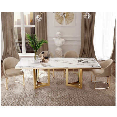 Mesa de comedor de mármol con diseño personalizado y patrón sólido