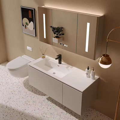 OEM maquillaje pared colgada fregadero espejo LED de la vanidad con cuenca de resina