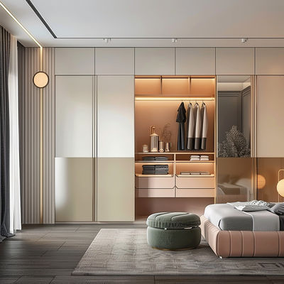 Color personalizado Ropa moderna Armario de madera maciza Construir armario para el hogar Muebles económicos
