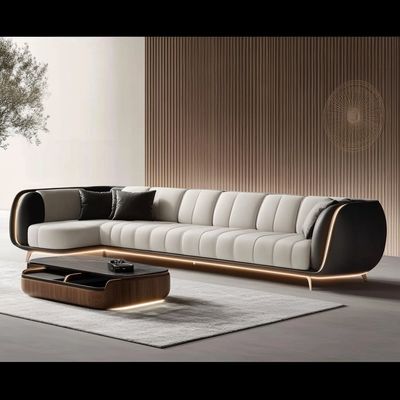 Sofá moderno tapizado de 2 a 3 asientos Luz Salón de lujo Salón de estar Sofá de cama Sofá de cuero Muebles