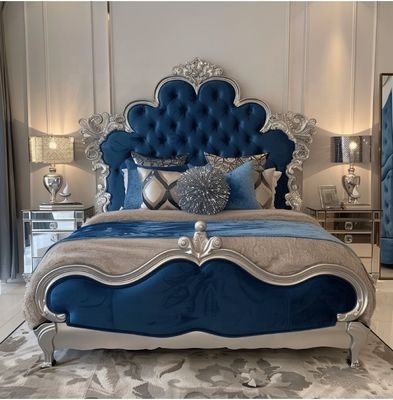 Elegante juego de muebles de dormitorio clásico con cabecero con espejo tamaño king y material MDF moderno