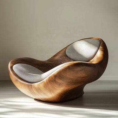 Material de cubierta Silla reclinable minimalista moderna silla de descanso de madera sólida de forma única silla de ocio para el hogar bar de la oficina del hotel