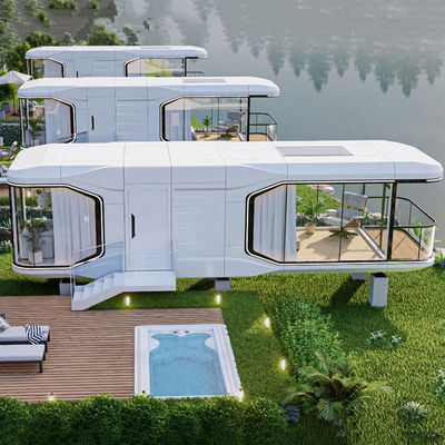 Dormitorio de lujo, sala de estar, moderno, prefabricado, inteligente, cápsula espacial pequeña, casa modular móvil de contenedores, hotel