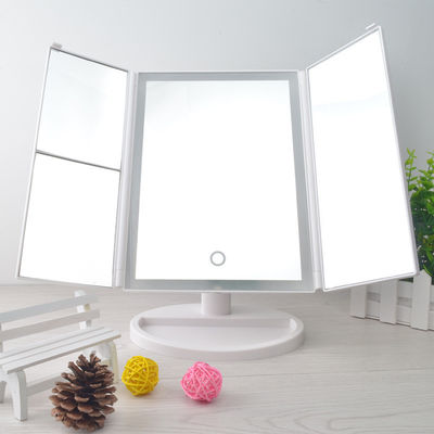 Pantalla táctil LED Trifold Vanity Mirror 10x Iluminado Espejo de viaje plegable