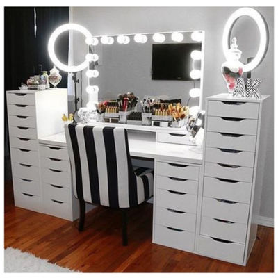 Mesa de vestir de Hollywood personalizada Escritorio con espejo para el dormitorio